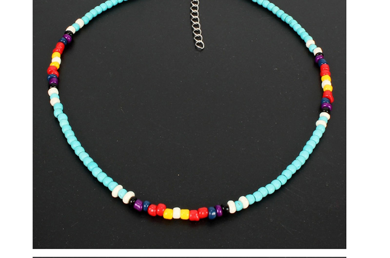 Fashion Blue Natural Stone Rice Beads Necklace,Crystal Necklaces