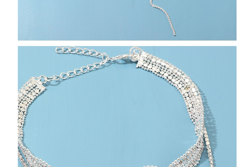 Fashion Silver Multi-layer Full Diamond Necklace,Multi Strand Necklaces