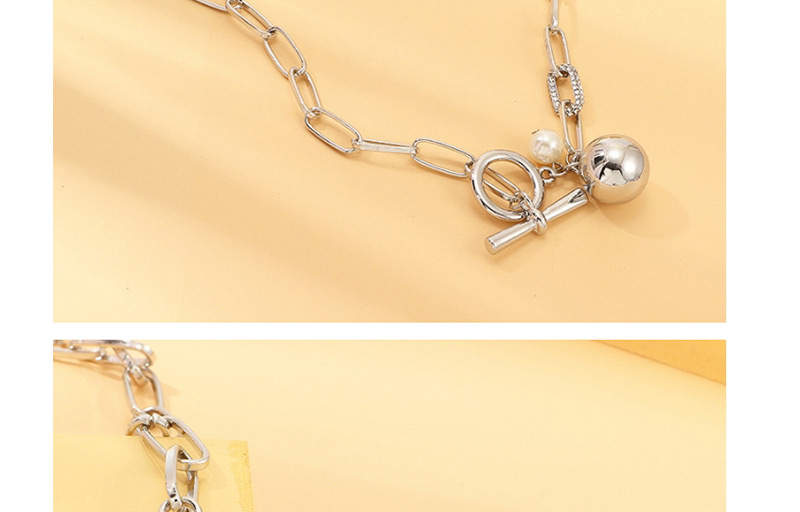 Fashion Silver Ball Pearl Diamond Necklace,Pendants