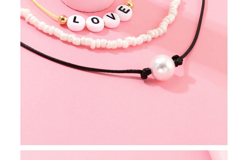 Fashion White + Black Mizhu Love Woven Pearl Necklace,Multi Strand Necklaces