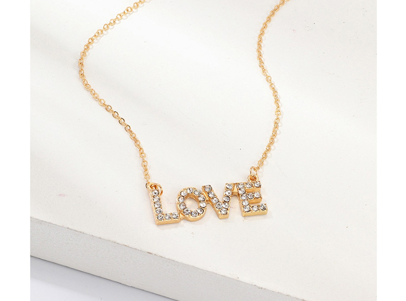 Fashion Gold Diamond Letter Love Necklace,Pendants