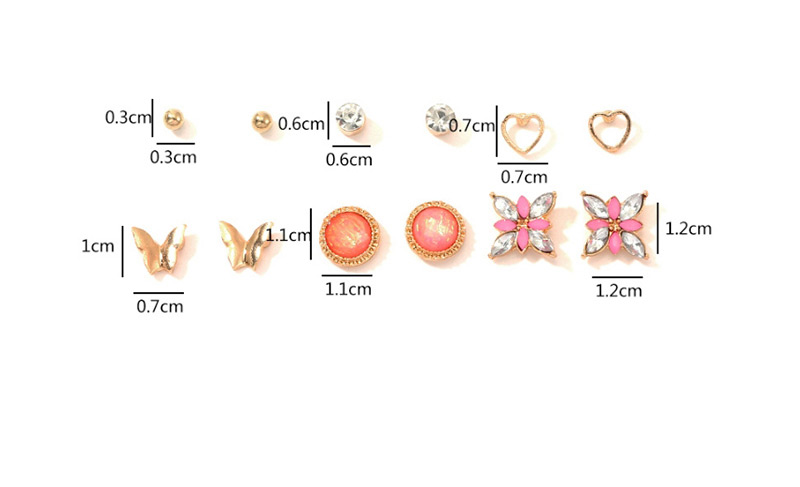 Fashion Gold Butterfly Love Flower Small Earring Set,Earrings set