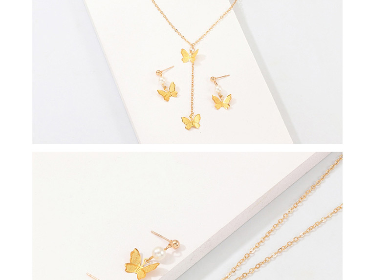 Fashion Gold Butterfly Necklace Earring Set,Jewelry Sets