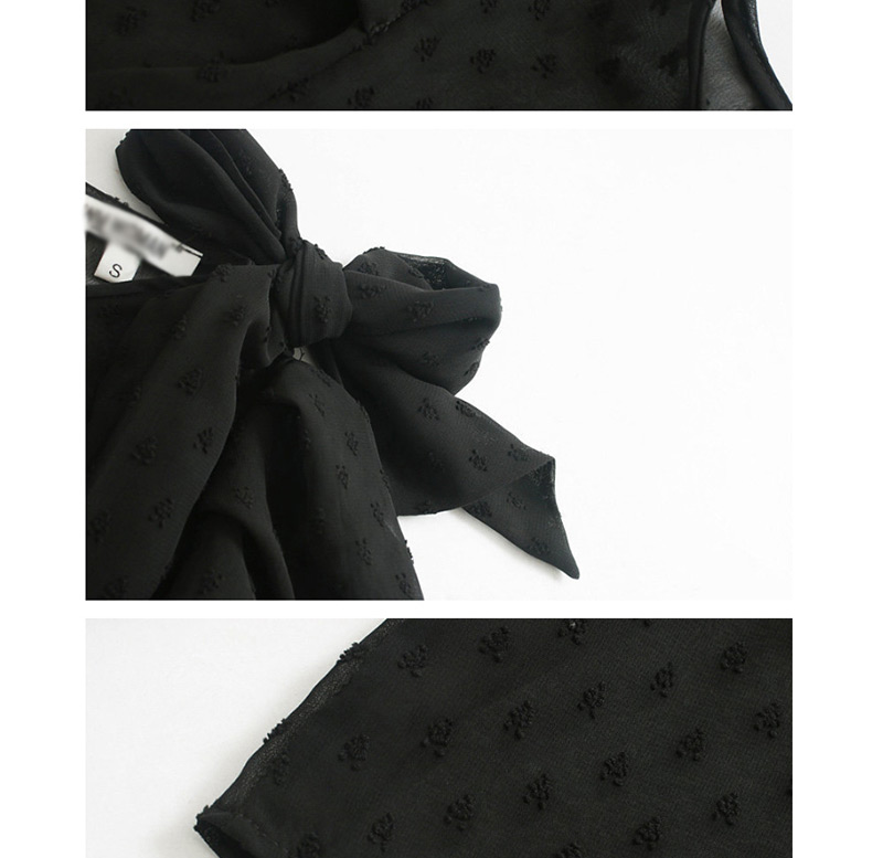 Fashion Black Bow Tulle Shirt,Blouses