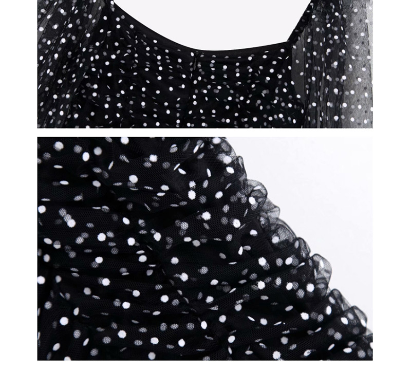 Fashion Black Polka Dot Printed Juannet Dress,Mini & Short Dresses