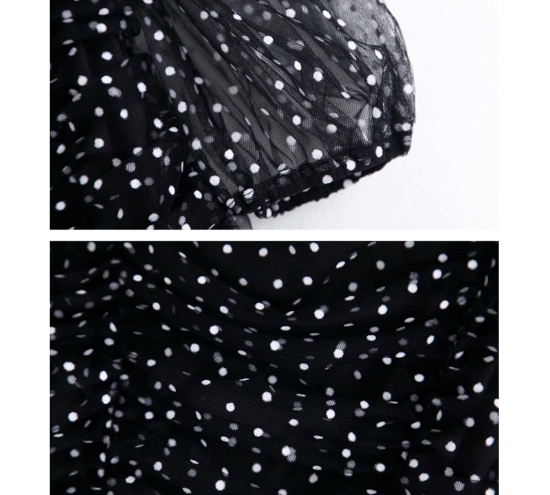 Fashion Black Polka Dot Printed Juannet Dress,Mini & Short Dresses
