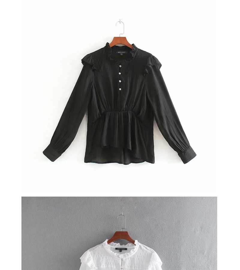 Fashion Black Pleated Laminated Shirt,Sweatshirts