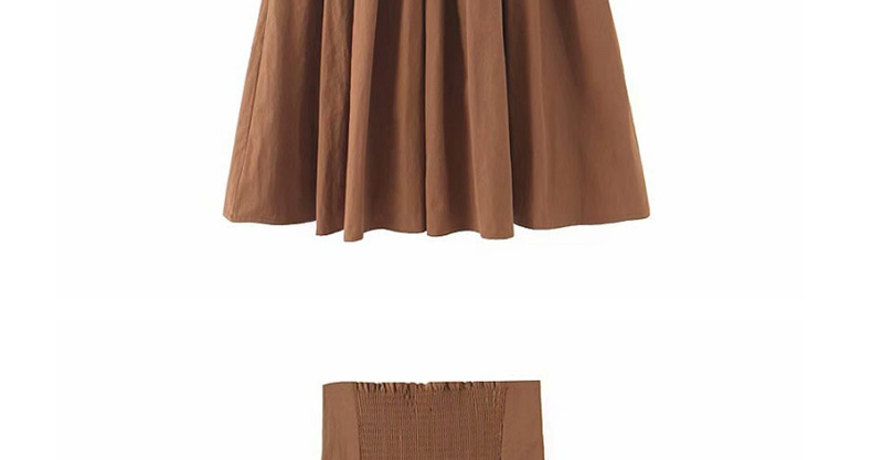 Fashion Coffee Color Eye Strap High Waist Skirt,Skirts