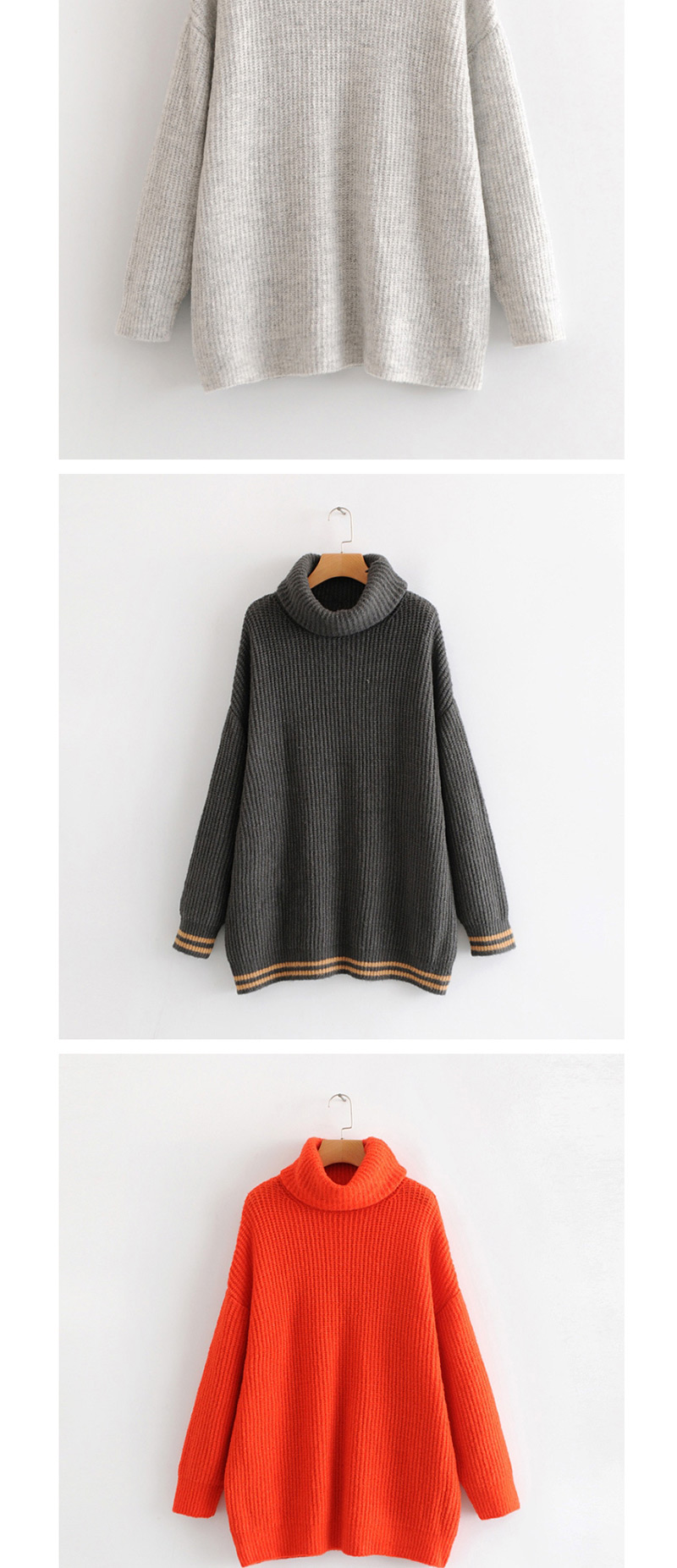 Fashion Dark Gray Turtleneck Sweater,Sweater