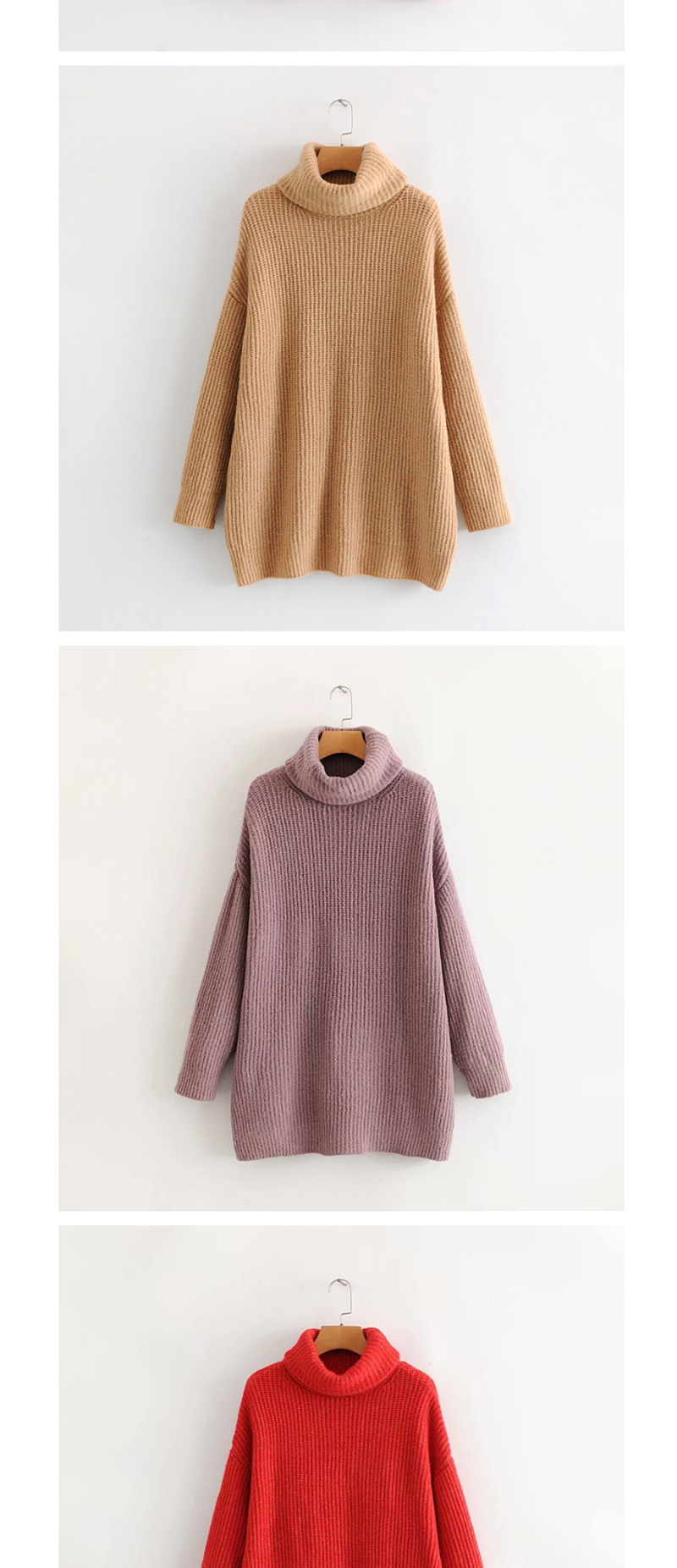 Fashion Light Gray Turtleneck Sweater,Sweater