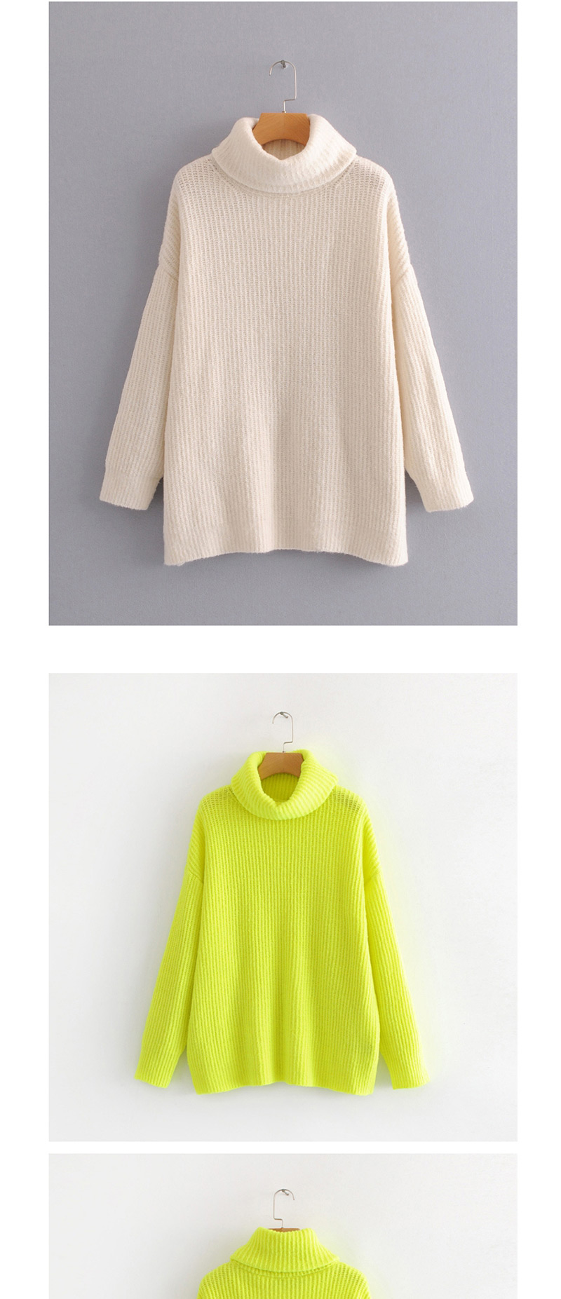 Fashion White Turtleneck Sweater,Sweater