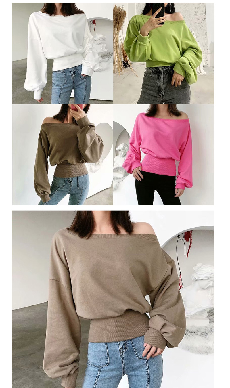 Fashion Black Slanted Shoulder Collar Sweater,Sweatshirts