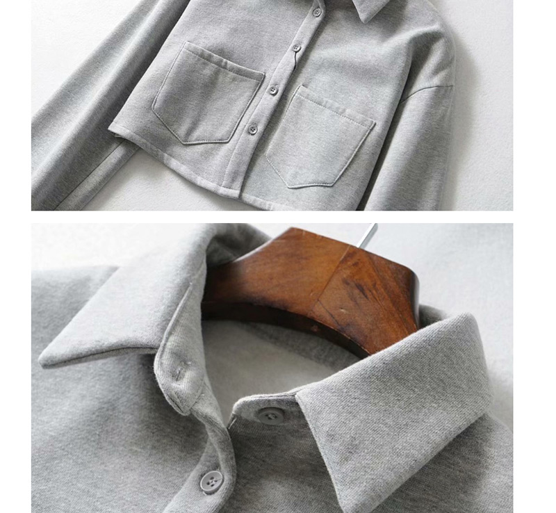 Fashion Gray Plush Single-breasted Lapel Jacket,Coat-Jacket