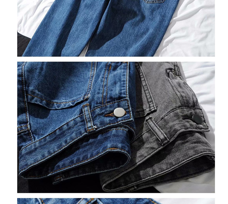 Fashion Blue Washed High Waist Jeans,Denim