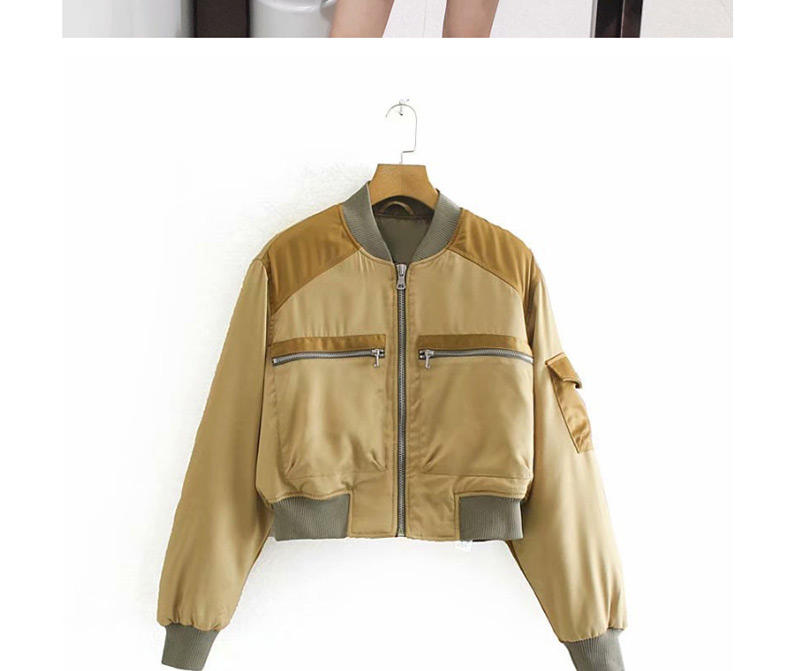Fashion Yellow Silk Satin Cotton Jacket,Coat-Jacket