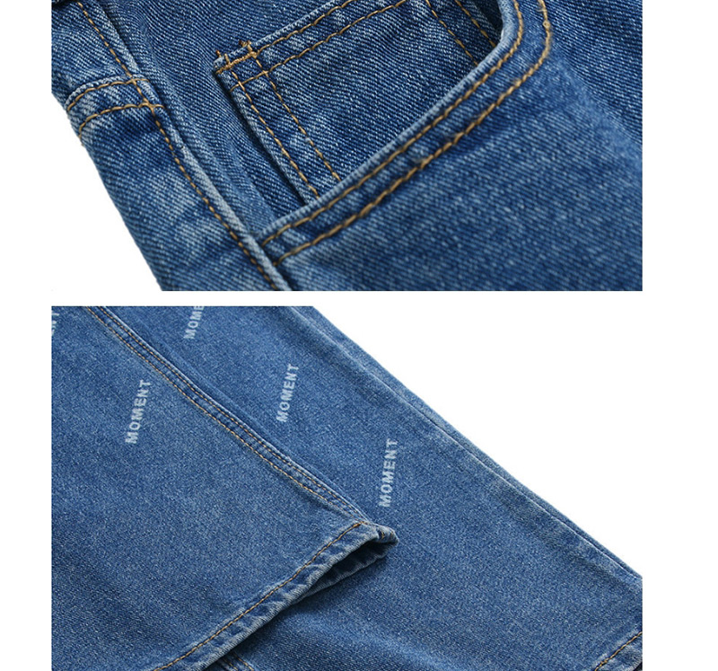 Fashion Blue Letter Printed Jeans,Denim