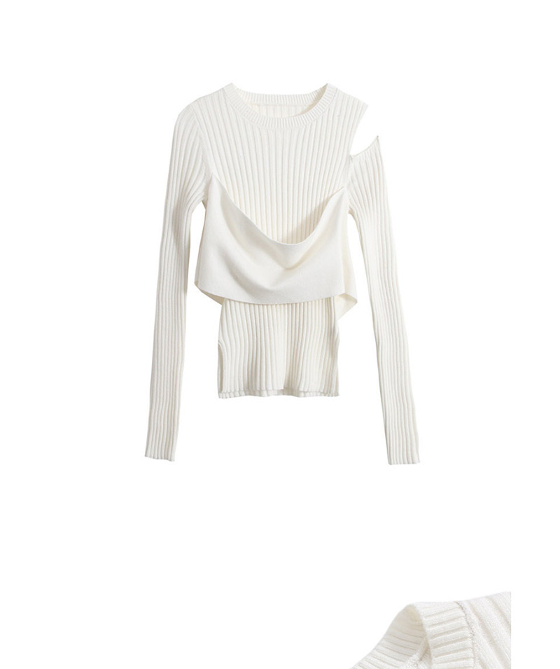 Fashion White One-side Strapless Sweater,Sweater