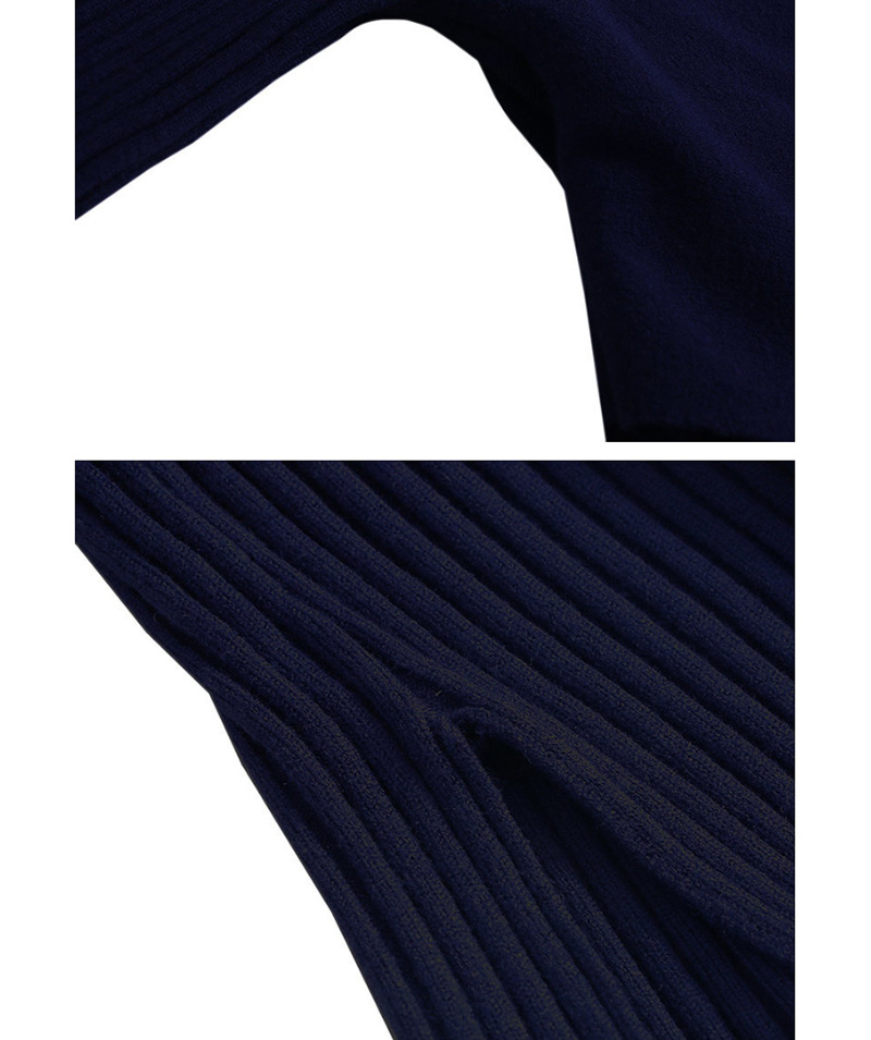 Fashion Navy One-side Strapless Sweater,Sweater