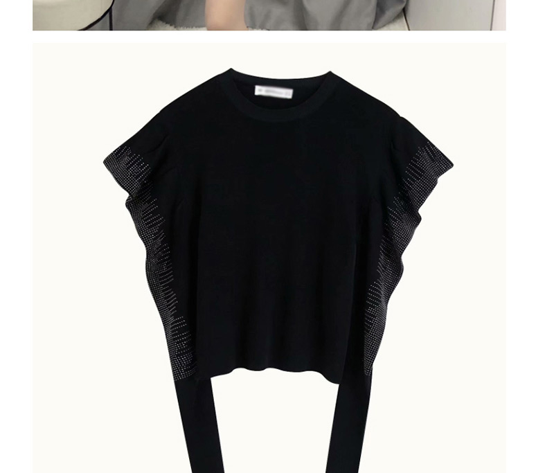 Fashion Black Bright Sleeve Stitching Round Neck Pullover,Sweater