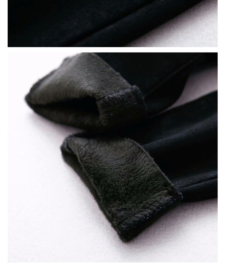 Fashion Black Elastic And Velvet Jeans,Denim