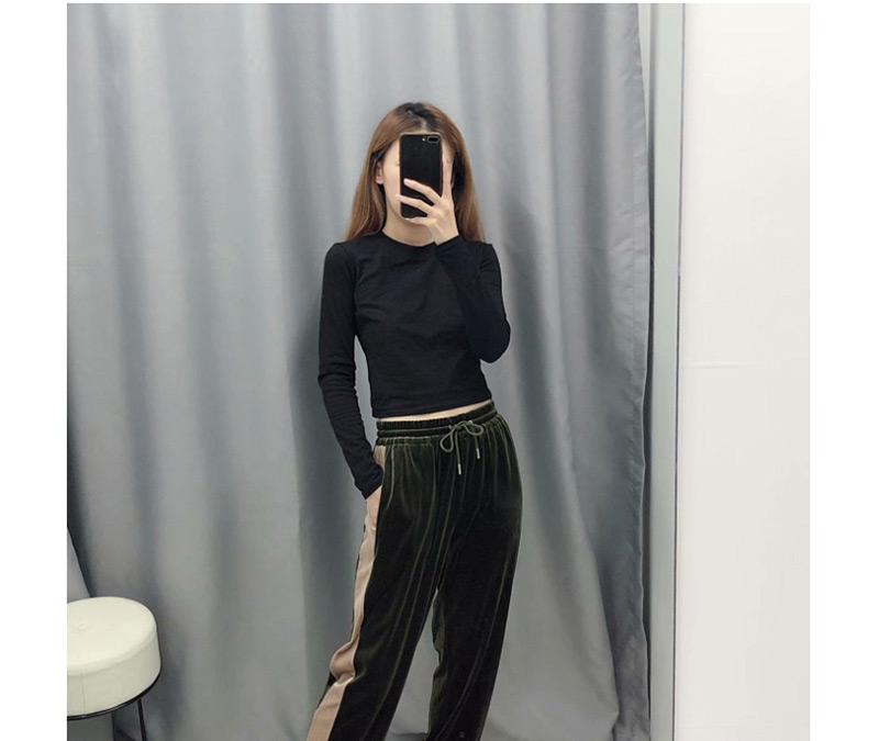 Fashion Armygreen Velvet Lace-up Trousers,Pants