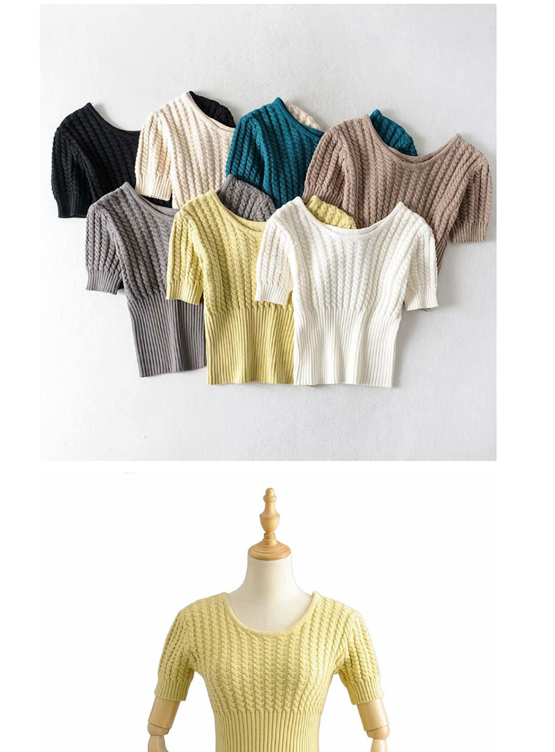 Fashion Yellow Twisted Knit Sweater,Sweater