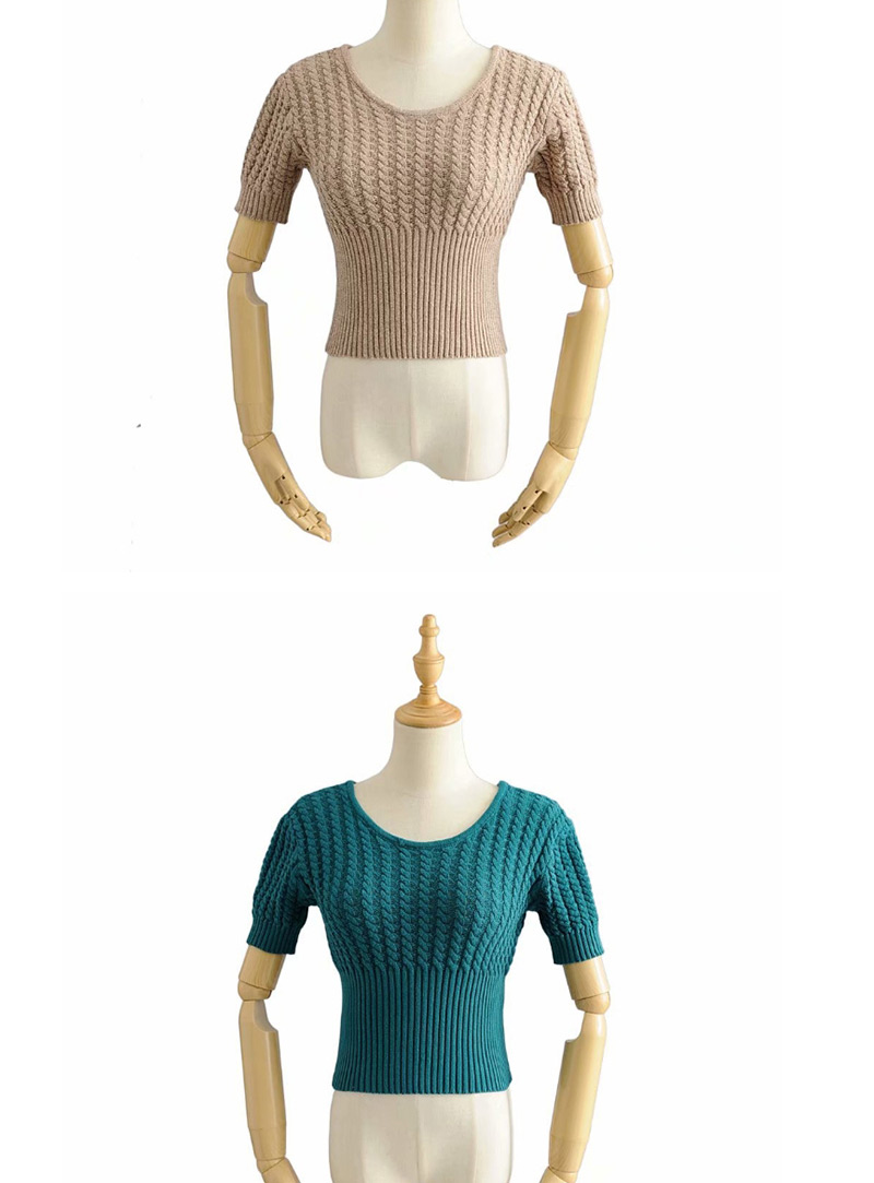 Fashion Blue Twisted Knit Sweater,Sweater