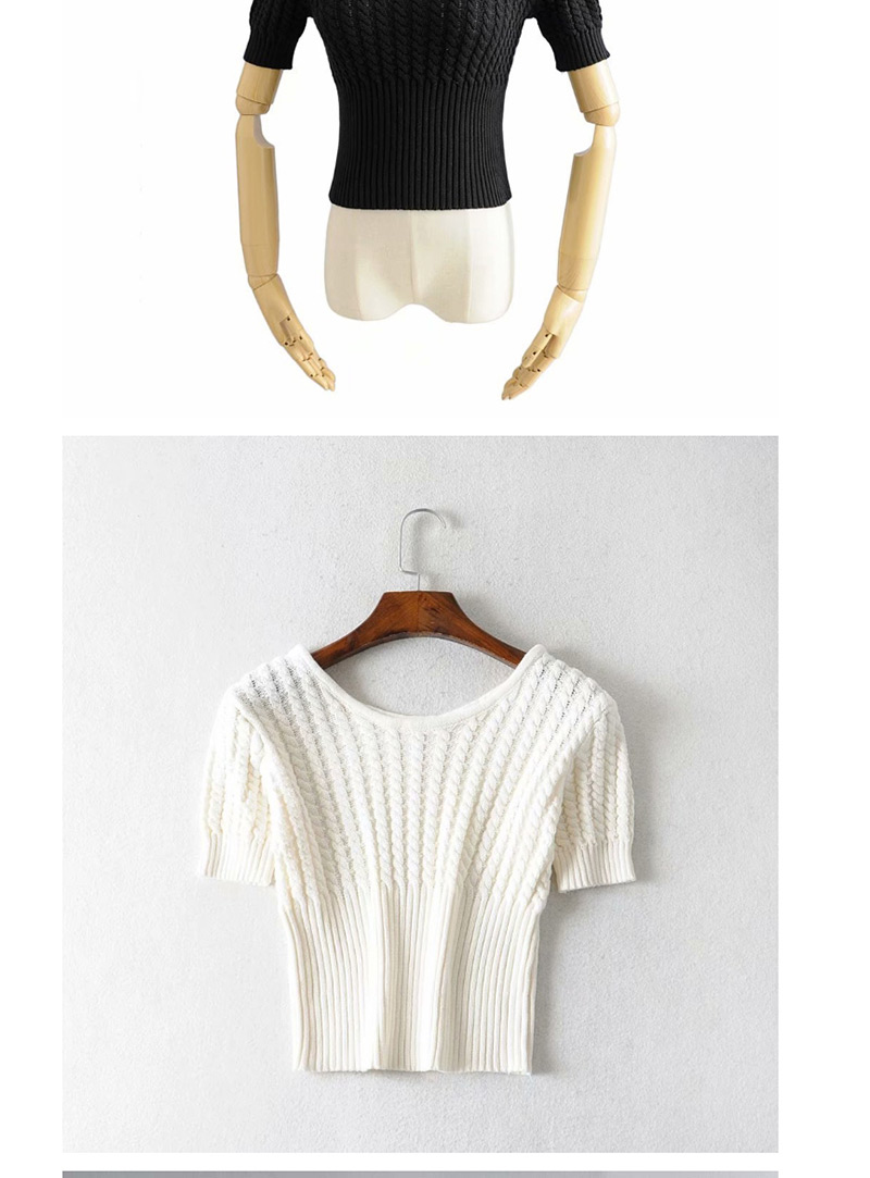 Fashion White Twisted Knit Sweater,Sweater
