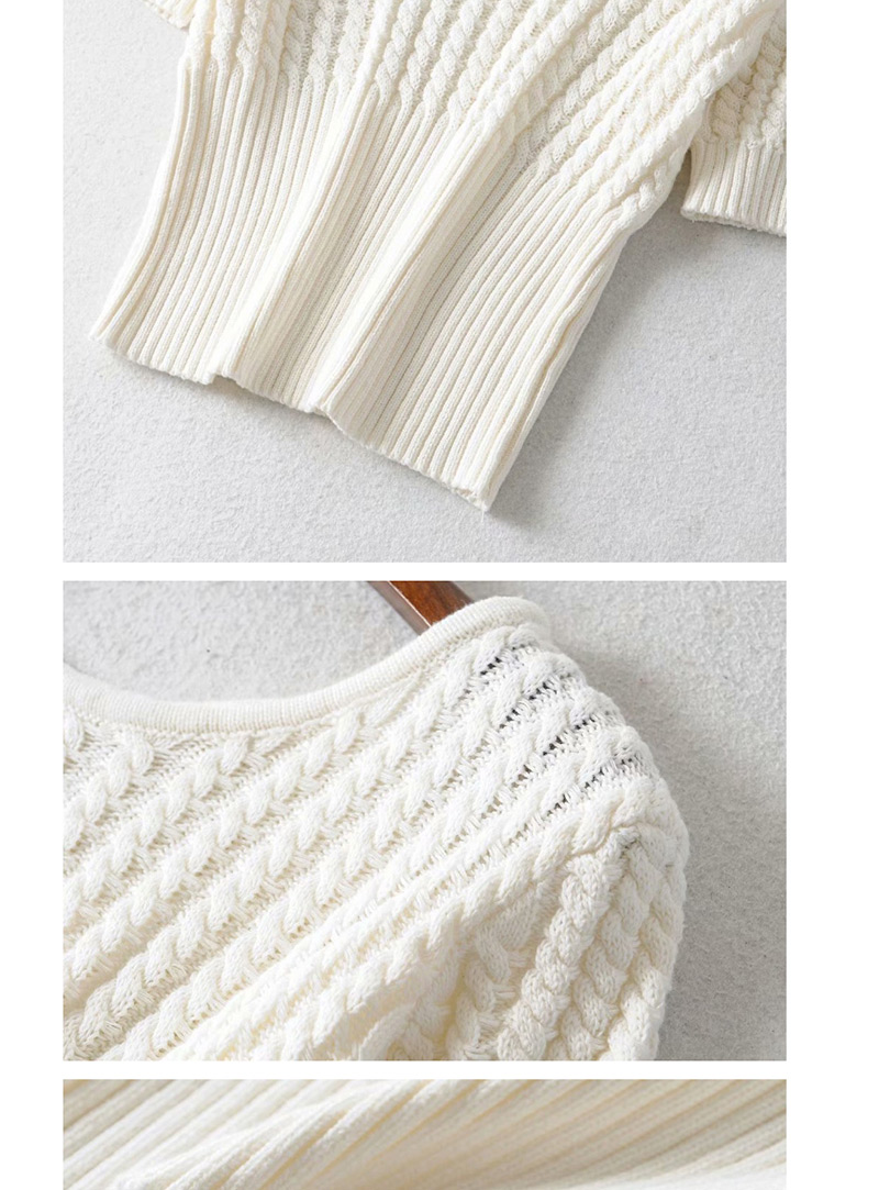 Fashion White Twisted Knit Sweater,Sweater