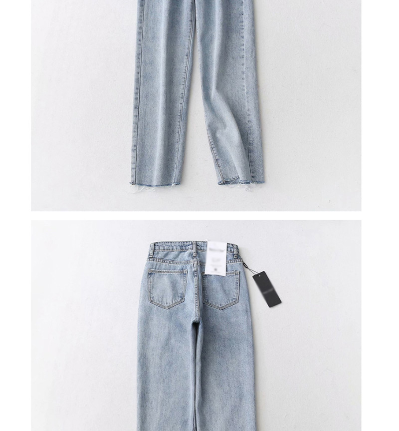 Fashion Gray Washed High Waist Straight Jeans,Pants