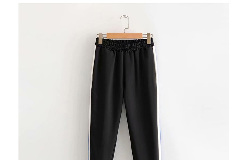 Fashion Black Colorblock Striped Straight Pants,Pants
