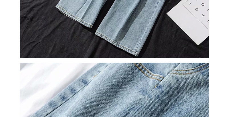 Fashion Blue Washed High-rise Wide-leg Jeans,Pants