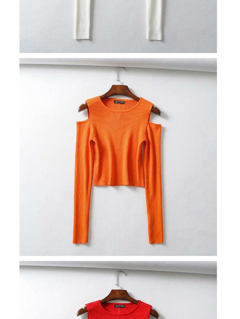 Fashion Orange Off-the-shoulder Long Sleeve Pullover,Sweater