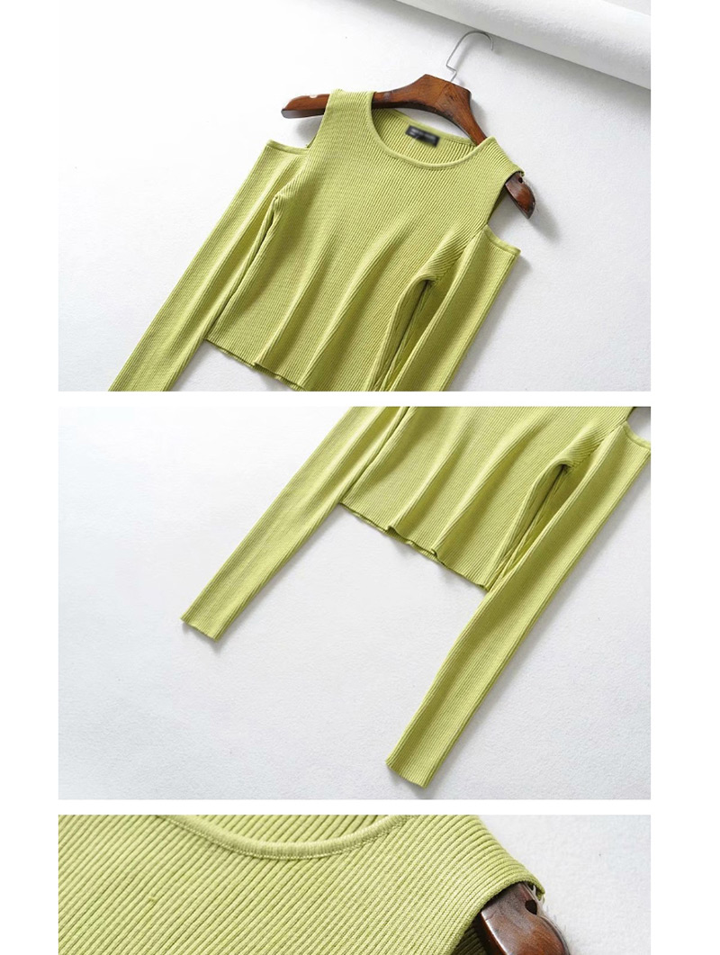 Fashion Green Off-the-shoulder Long Sleeve Pullover,Sweater