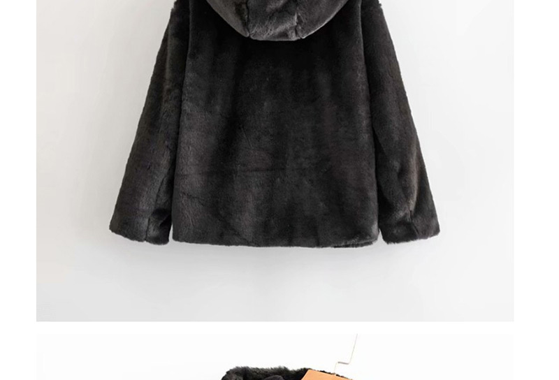 Fashion Beige Hooded Fur Zip Coat,Coat-Jacket