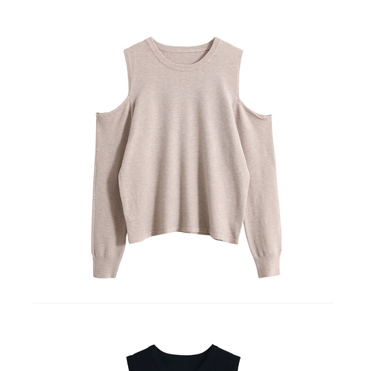 Fashion Oatmeal Off-the-shoulder Sweater,Sweater
