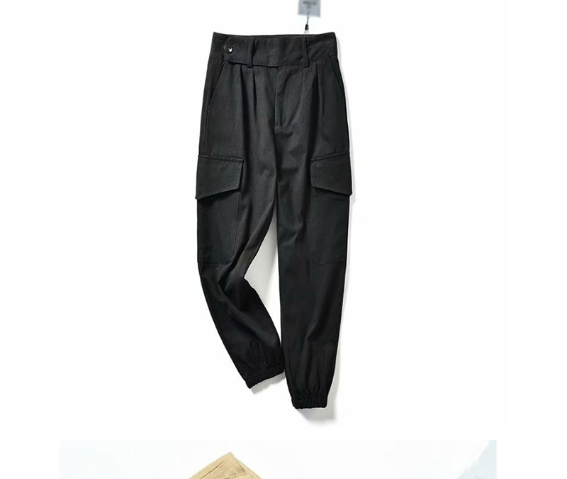 Fashion Black Closed Straight Overalls,Pants