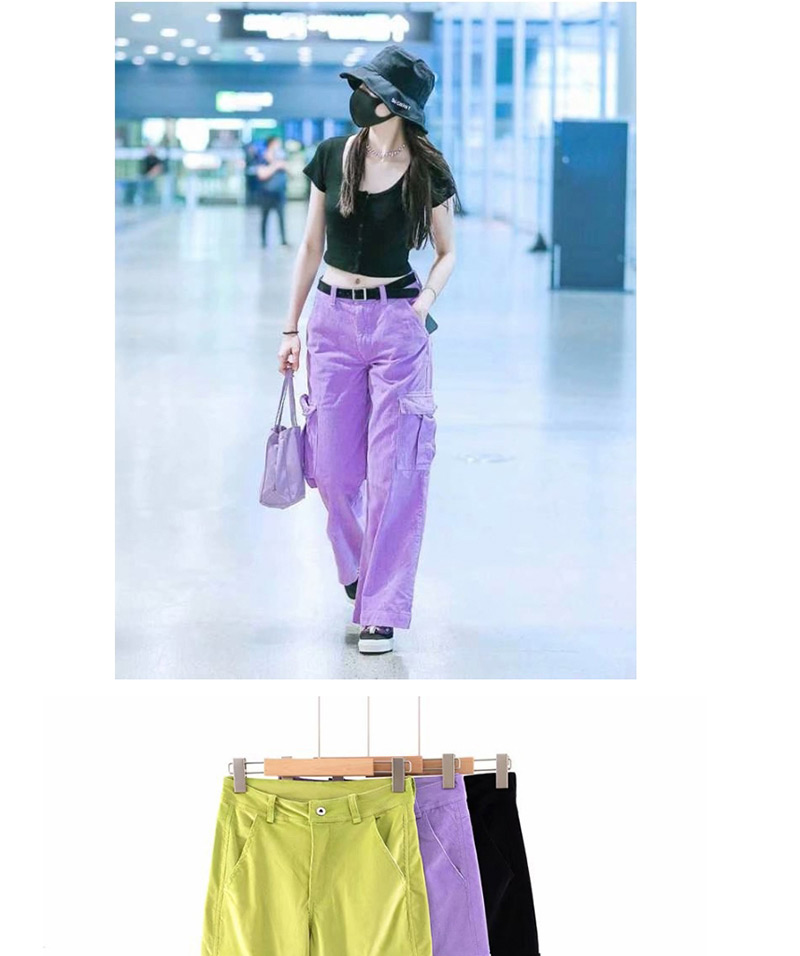 Fashion Purple Corduroy Overalls,Pants