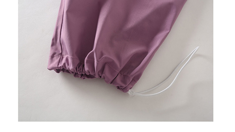 Fashion Purple Elasticated Waist Multi-pocket Sports Drawstring Dressing Overalls,Pants