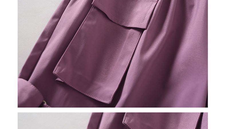 Fashion Purple Elasticated Waist Multi-pocket Sports Drawstring Dressing Overalls,Pants