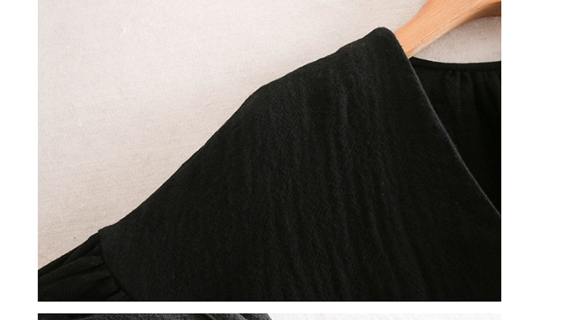 Fashion Black V-neck Fluffy Long-sleeved Dress,Mini & Short Dresses