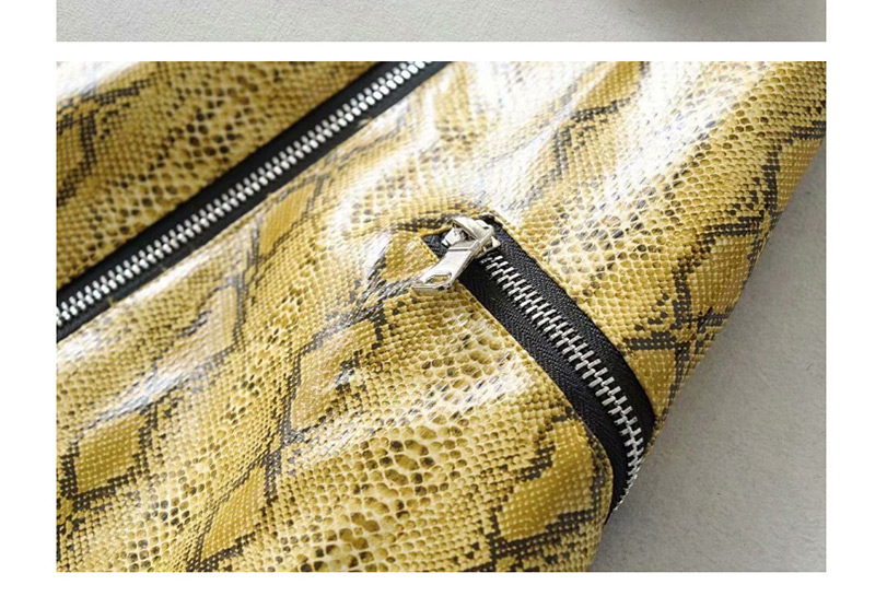 Fashion Gray Snake-embossed Multi-zip Half-length Leather Skirt,Skirts