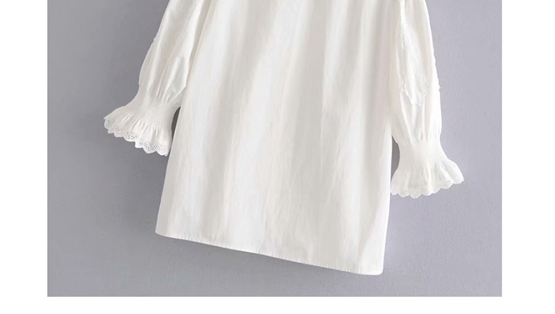 Fashion White Embroidered Lace Solid Color Shirt,Blouses