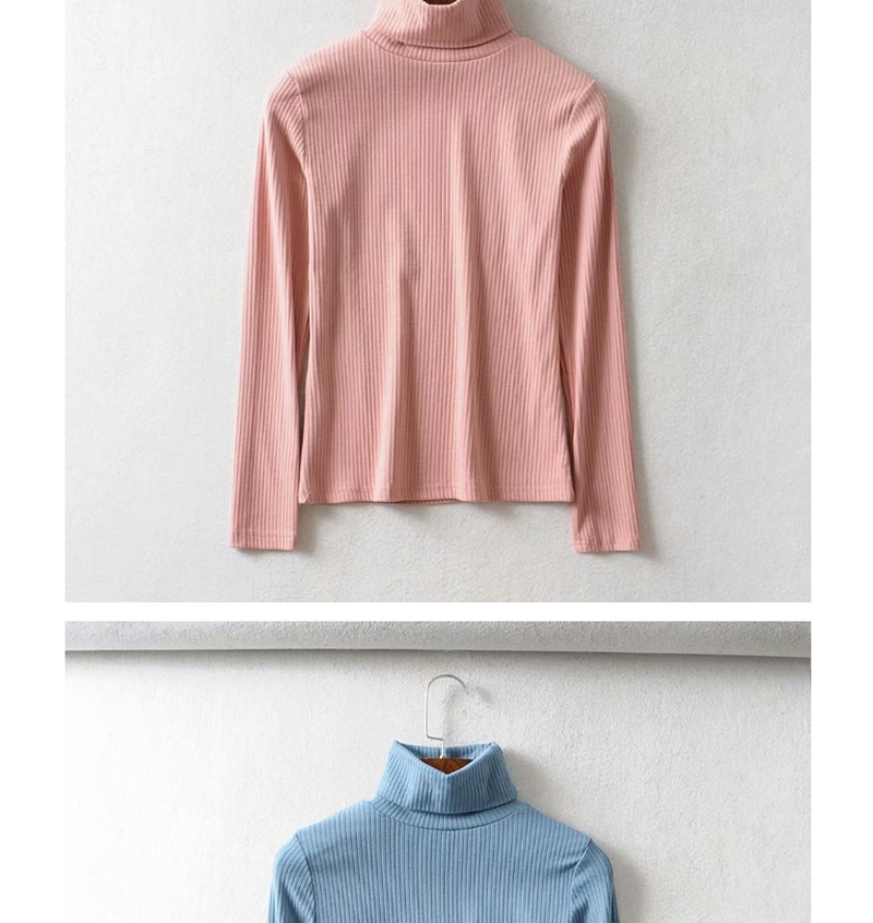 Fashion Pink Threaded Turtleneck T-shirt,Sweater