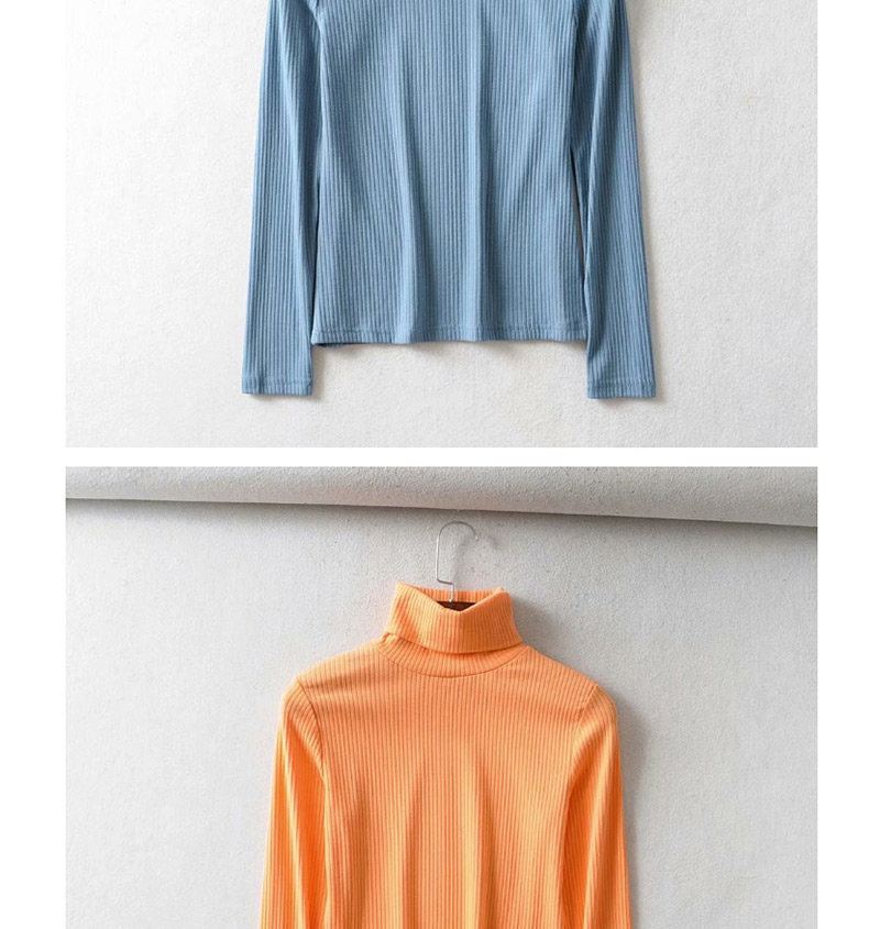 Fashion Lake Blue Threaded Turtleneck T-shirt,Sweater