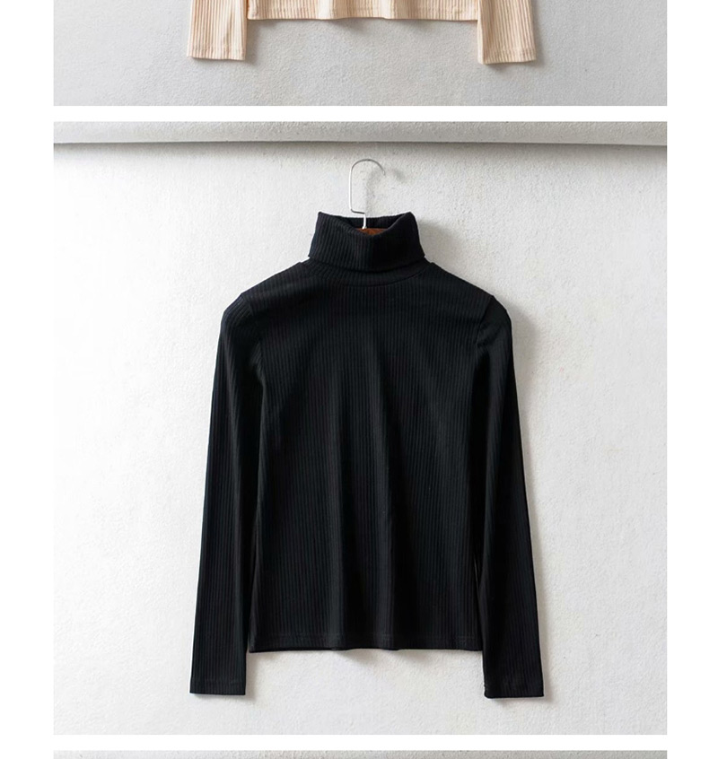 Fashion Black Threaded Turtleneck T-shirt,Sweater