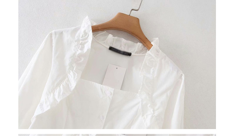 Fashion White Wooden Eared Collar Single-breasted Shirt,Blouses