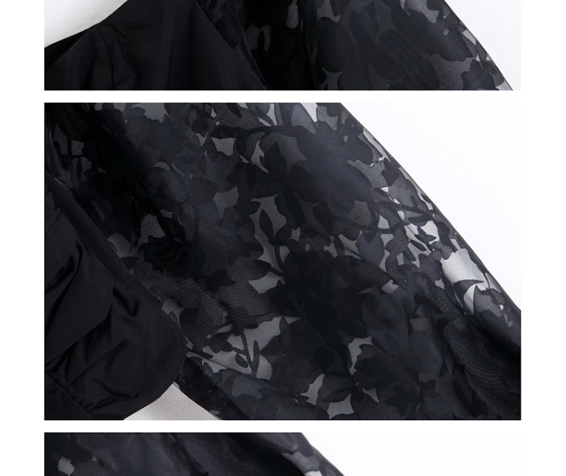 Fashion Black Organza Pleated Pleated Shirt,Blouses