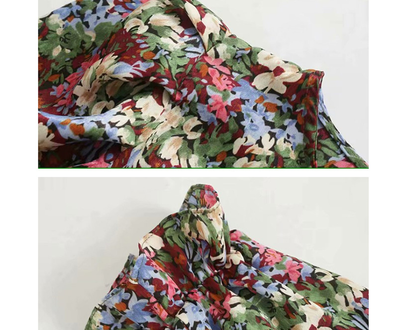 Fashion Color Floral Print Ruffle Dress,Mini & Short Dresses