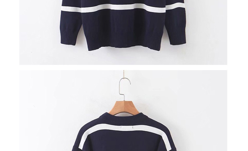 Fashion Blue Striped Sweater,Sweater